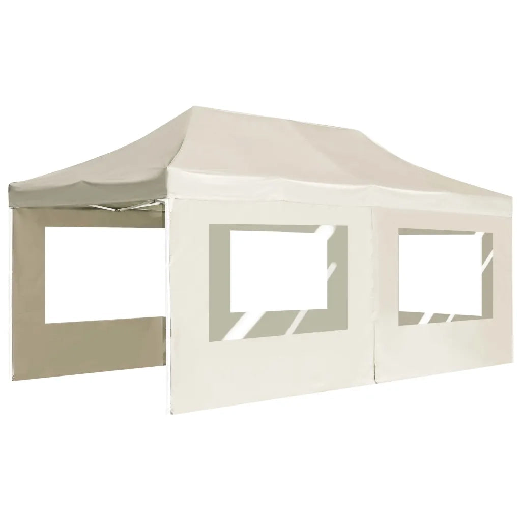 Gazebo Professionale Pieghevole Alluminio con Pareti 6x3m Crema 45506