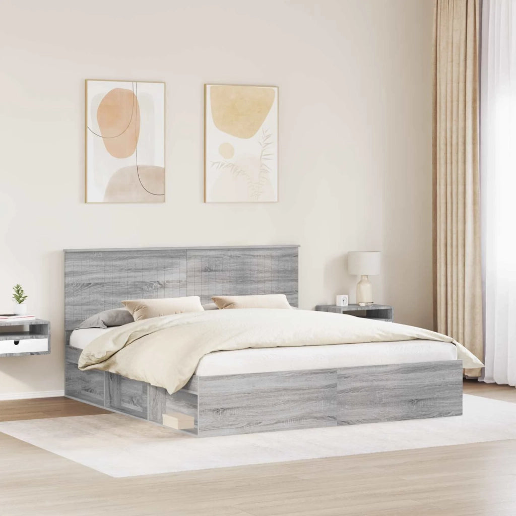 Struttura del letto Grigio Sonoma 180 x 200 cm Pino massello