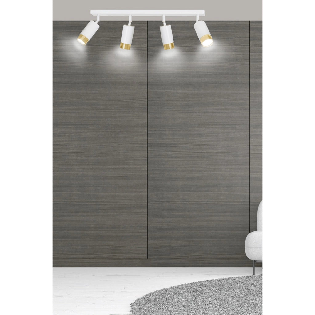 Faretto da soffitto Hiro in acciaio bianco e oro