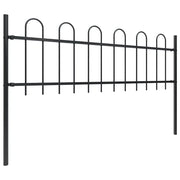 Recinzione da Giardino | Recinzione da cortile con Parte Superiore ad Anello in Acciaio 1070x60 cm Nera