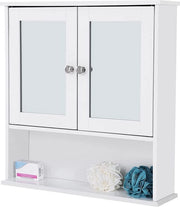 Cassettone Specchio - Bagno - 2 Porte - 1 Scomparto - Legno - Bianco