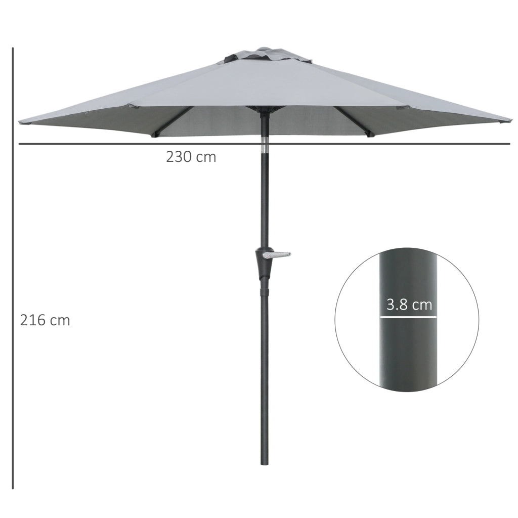 Ombrellone da Giardino Inclinabile ¨C zephmum ¨C Grigio 2.3x2m 6 Stecche