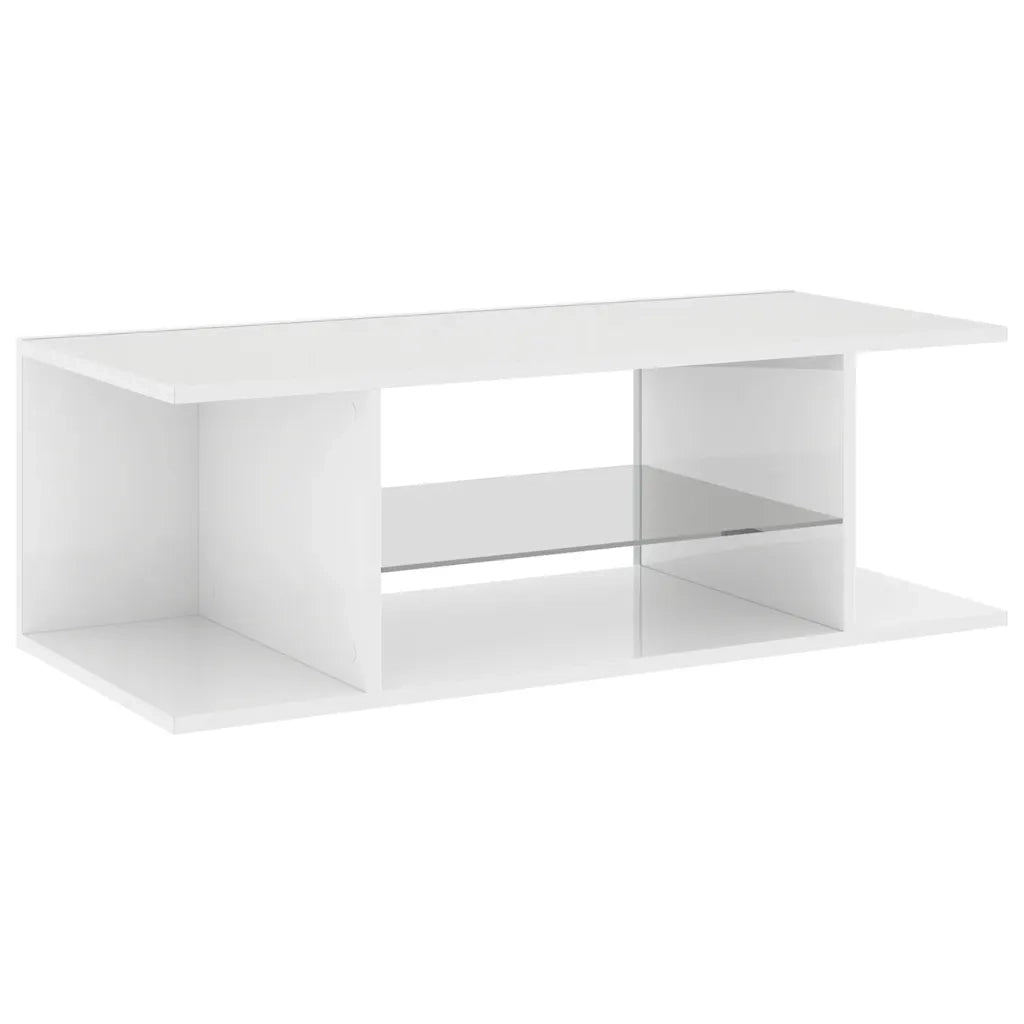 Mobile Porta TV con Luci LED Bianco Lucido 90x39x30 cm