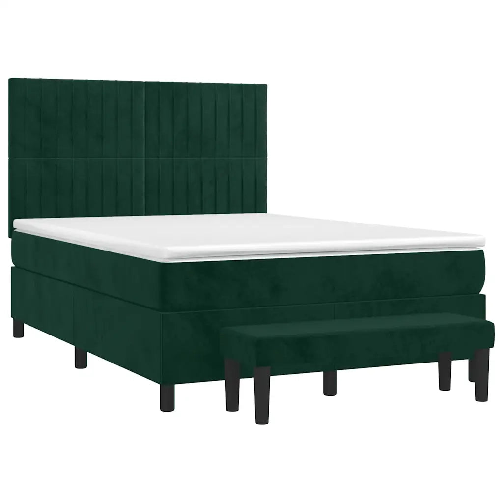 Giroletto a Molle con Materasso Verde Scuro 140x190 cm Velluto 3137962