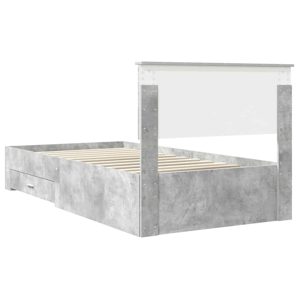Letto singolo | Letto per adulti | Struttura del letto con testiera Grigio cemento 100 x 200 cm