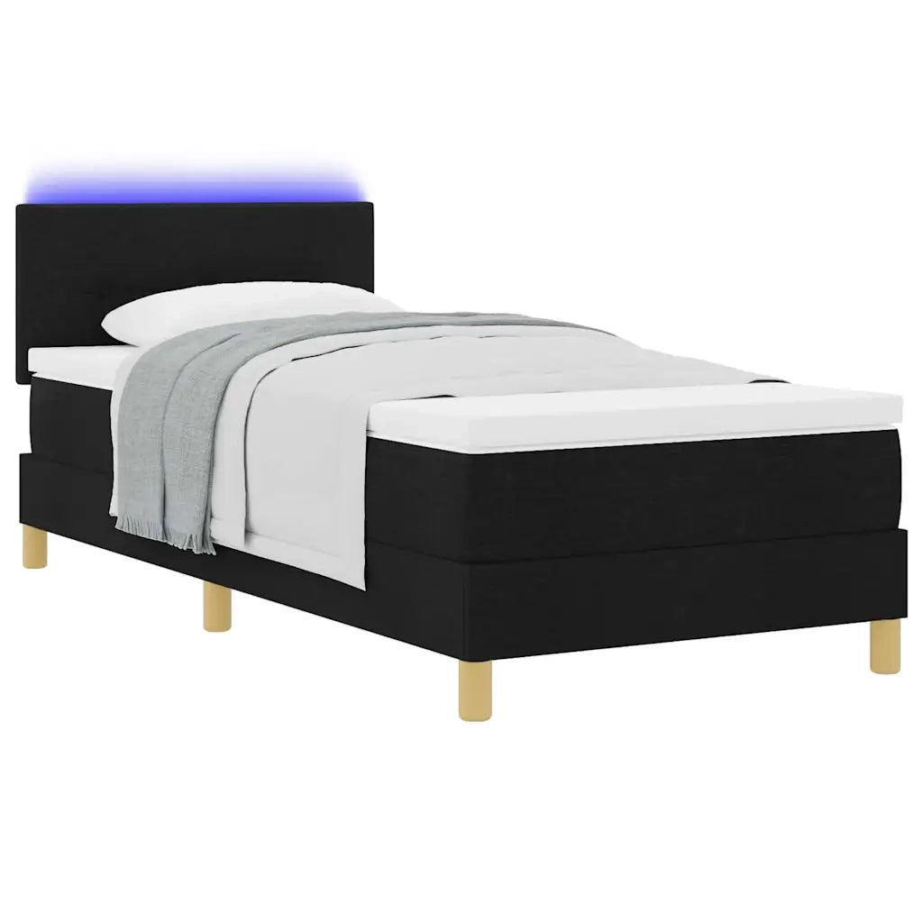 Letto a Sorgente LED con strisce LED Nero 80 x 200 cm Tessuto 3342396