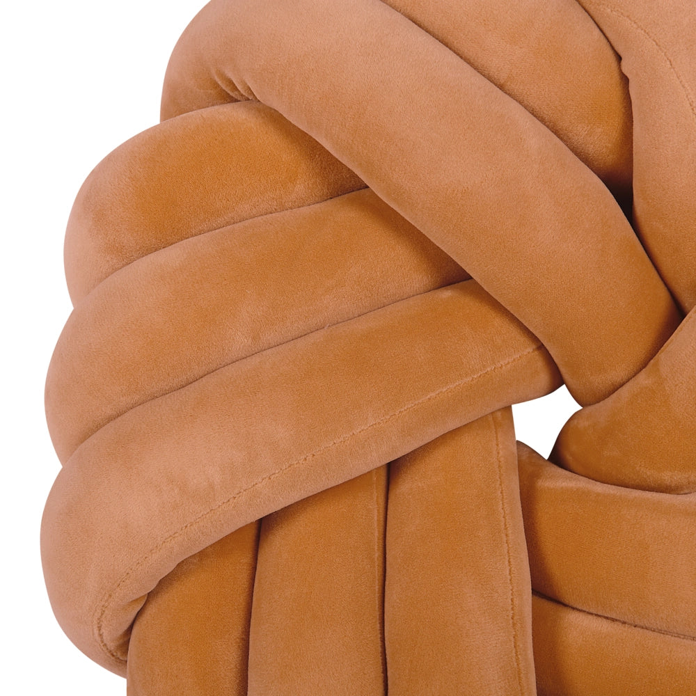 Cuscino Nodo Velluto Giallo 30 x 30 cm Legato Peluche Decorativo Moderno