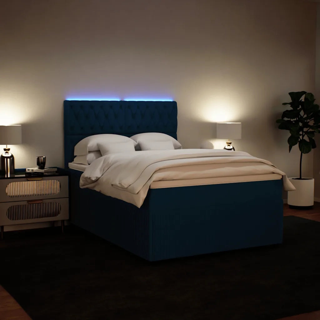 Giroletto a Molle con Materasso Blu 160x200 cm in Velluto