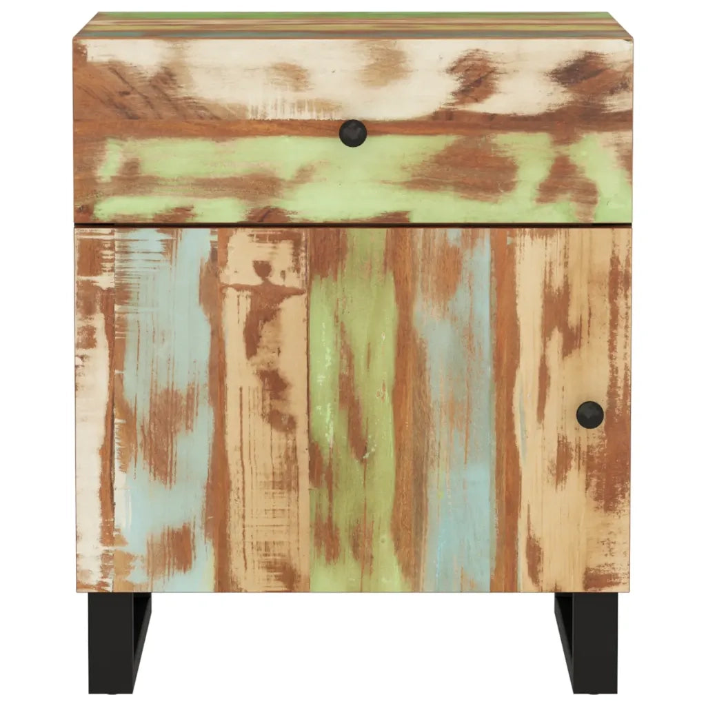 Comodino | Armadio da Notte | Mobiletto da notte 50x33x60cm Legno Massello Recupero e Legno Multistrato