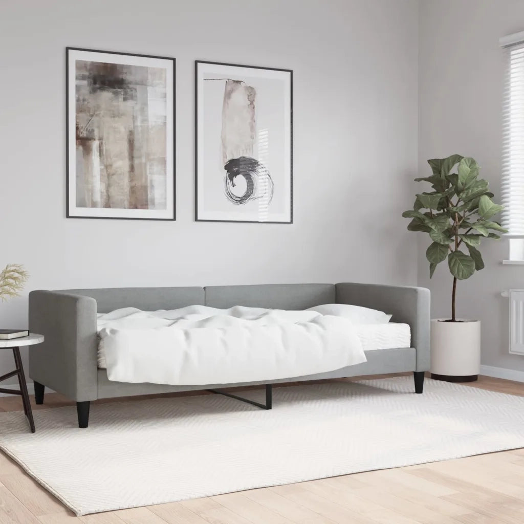 Divano Letto con Materasso Grigio Chiaro 80x200 cm in Tessuto 3196555