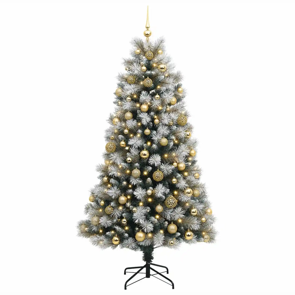 Albero di Natale artificiale con rami snodati e palline 240 cm 3466624
