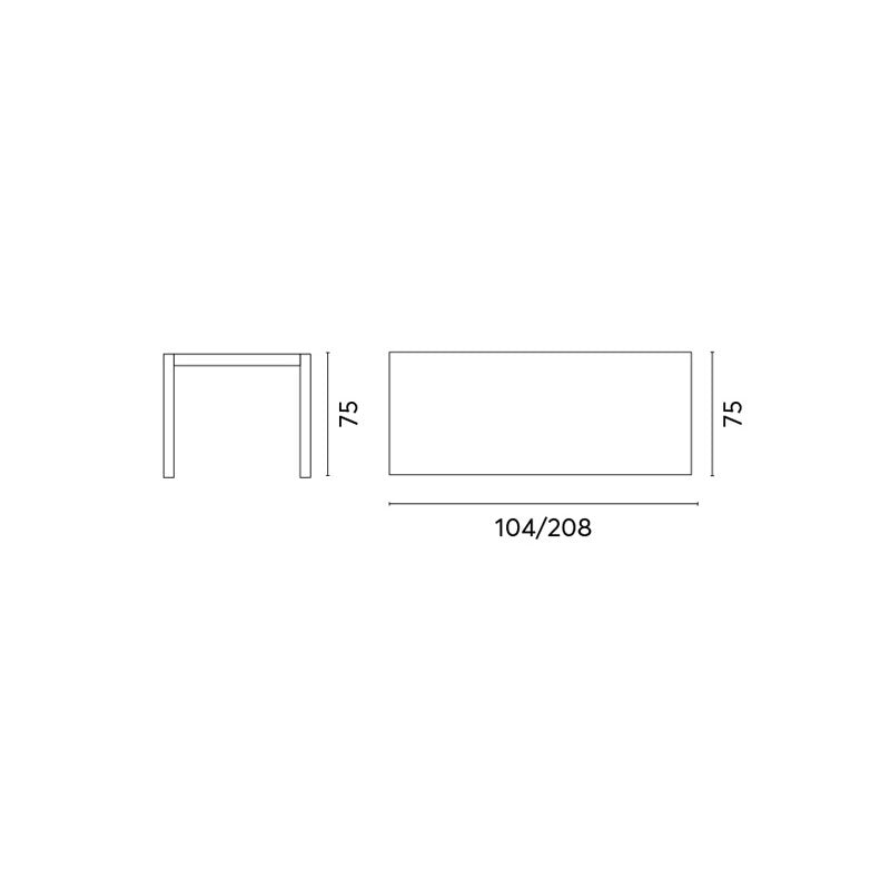 Tavolo Spalato 104/208X75 Alluminio Antracite Moia