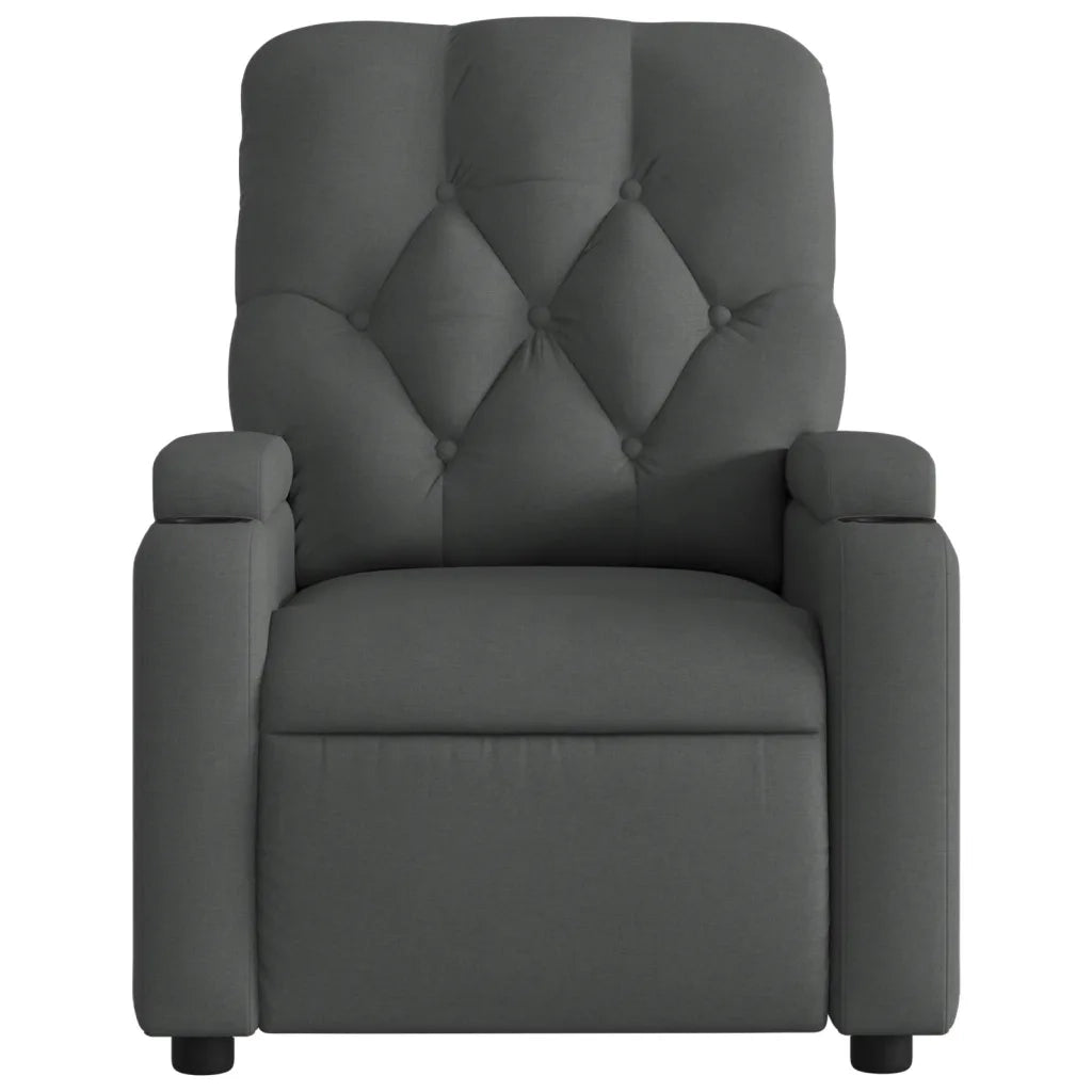 Divano Sedia-Poltrona Reclinabile Massaggio Elettrica Grigio Scuro Tessuto 491127