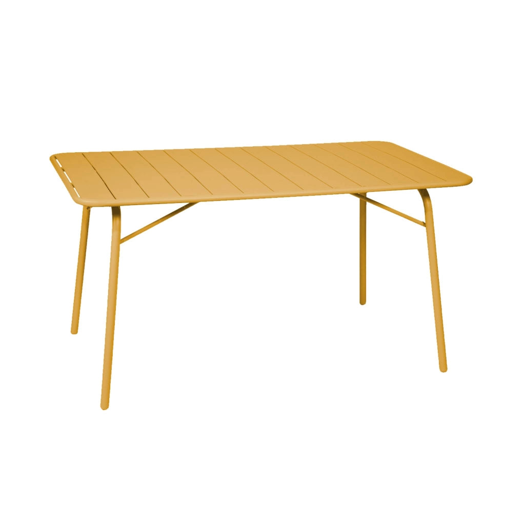 Tavolo da giardino pieghevole in metallo 6 posti, 140cm, ocra