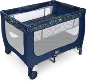 Lettino da Campeggio con Materasso, Lettino per Bambini Pieghevole, Culla da Viaggio Portatile con 2 Ruote, Per Bambini 0-36 Mesi, 125 x 65 x 76 cm (Blu)