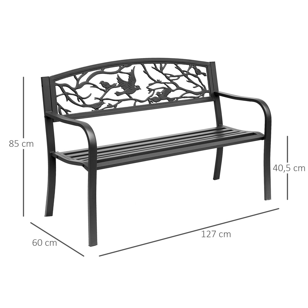 Panchina da giardino 2 posti per esterno balcone patio e terrazza design rustico chic robusta e pratica 127 x 60 x 85 cm