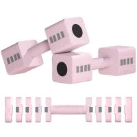 Set 2 Manubri Pesi Quadrati e Antiscivolo da 5 kg con Piastre Rimovibili, in Acciaio e ABS, 32x9x9 cm, Rosa