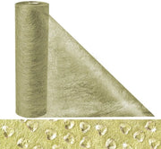 Tappeto di Tavolo Festivo Giallo Oro con Cuori Decorativi per Matrimoni e Feste di Compleanno