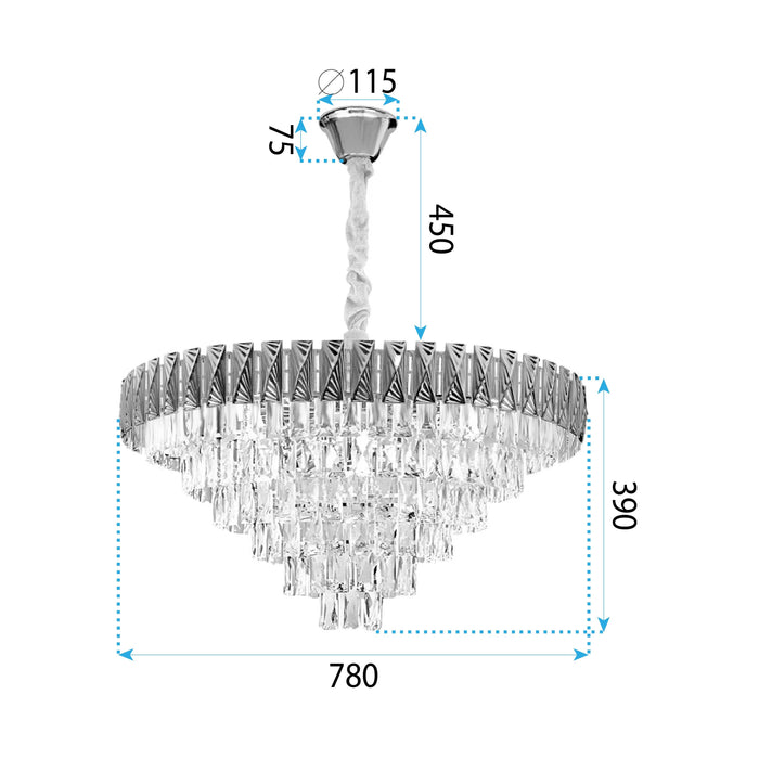 Lampada Cristal G061-cp 80cm Gold