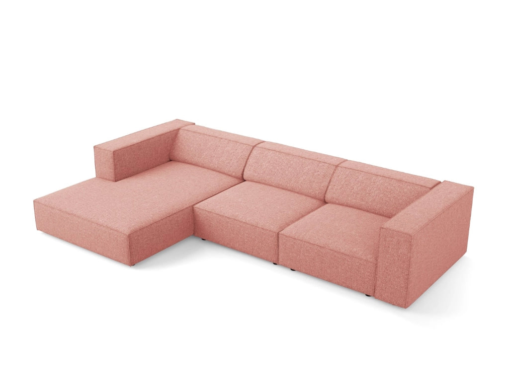 Cosmopolitan Design - Divano angolare sinistro "Arendal" 4 posti in ciniglia rosa 
