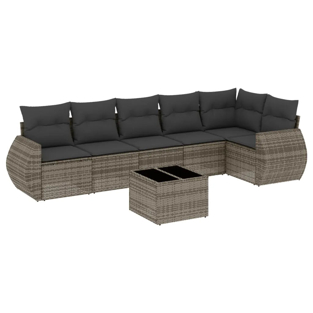 Set Divani da Giardino 7 pz con Cuscini Grigio in Polyrattancod mxl 88532