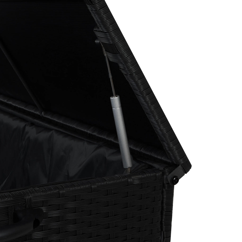 Box Contenitore Rattan Giardino 996L Nero Baule Grande con Rivestimento