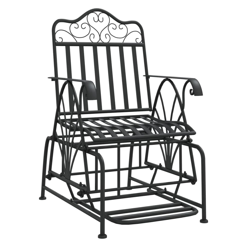 Panca da giardino mobili da esterno per patio terrazza scorrevole 61 cm acciaio nero 02_0011122