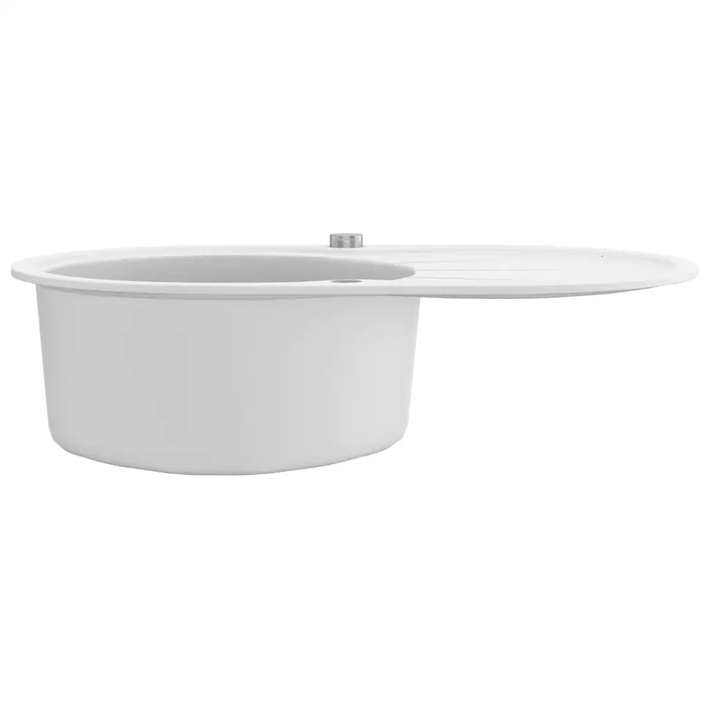 Lavello da Cucina in Granito Vasca Singola Ovale Bianco CFW7344162