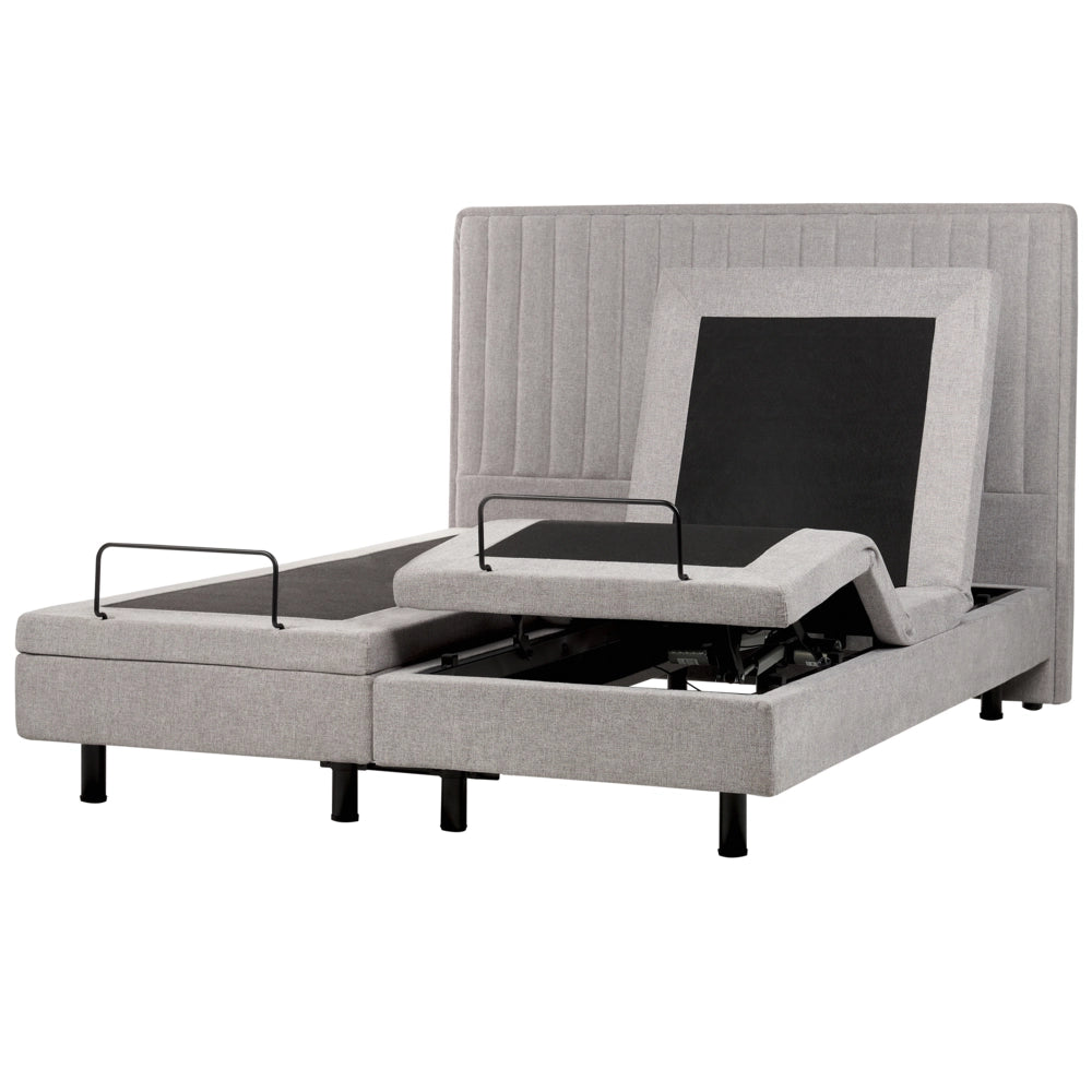Letto Tessuto Grigio Chiaro Elettrico Regolabile con Telecomando 160 x 200 cm
