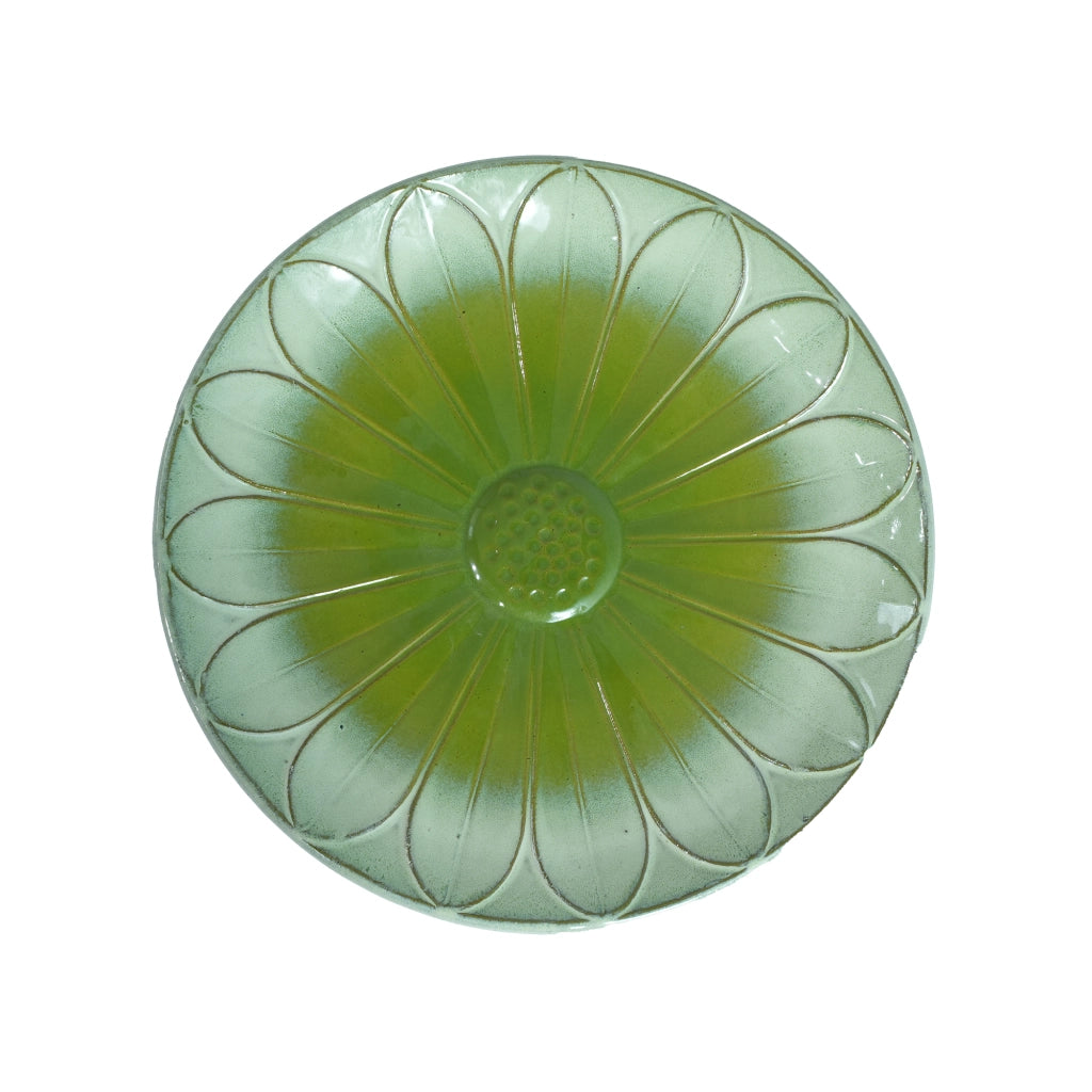 Bagnetto per uccelli in ceramica verde Ø43xH45 cm da giardino, resistente al gelo e alle intemperie