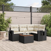 Set Divani da Giardino 5 pz con Cuscini in Polyrattan Nero 3224544