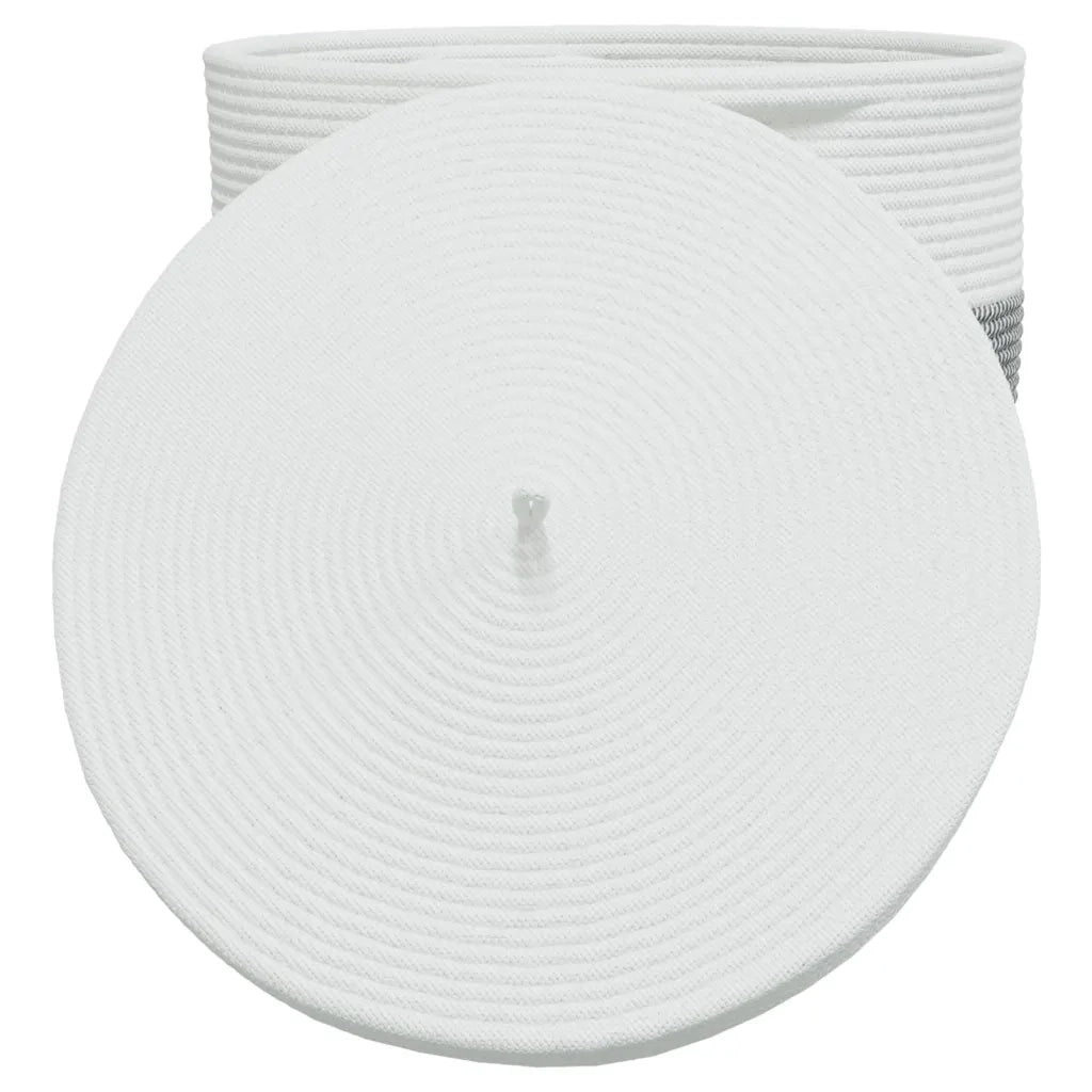 Cestino Portaoggetti con Coperchio Bianco Nero ?40x35cm Cotone CFW7178518