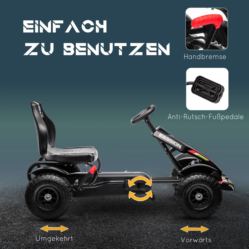 Go Kart Bambini Regolabile con Freno a Mano ¨C zephmum ¨C 121x58x61 Nero