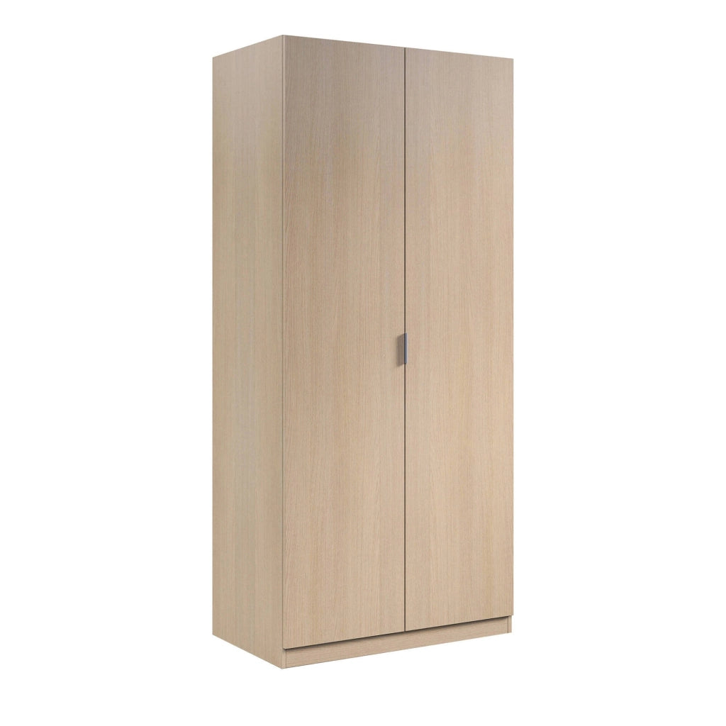Guardaroba Avik, Armadio per camera da letto a 2 ante battenti, Mobile per camera da letto con 1 ripiano e barra appendiabiti, cm 82x52h180, Rovere