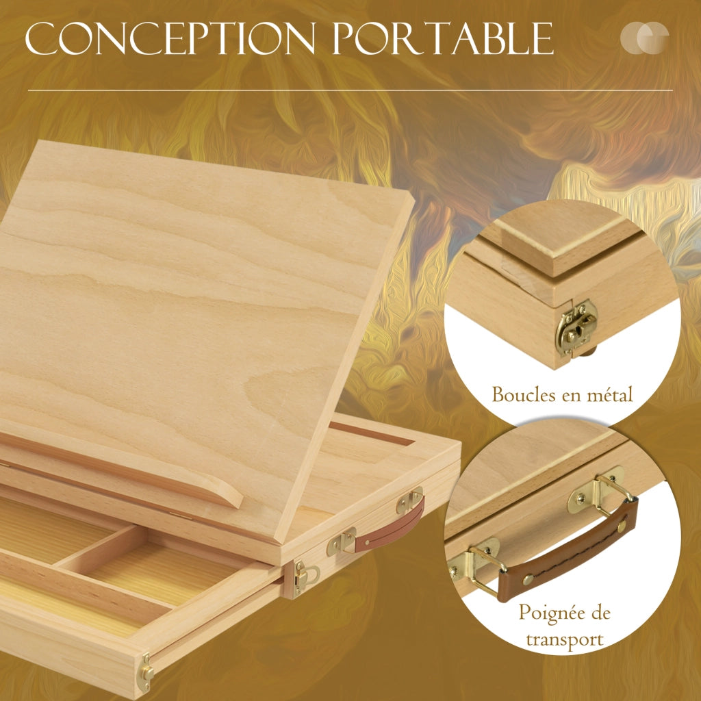 Cavalletto da tavolo in legno con cassetto ¨C zephmum ¨C naturale 24.5 cm