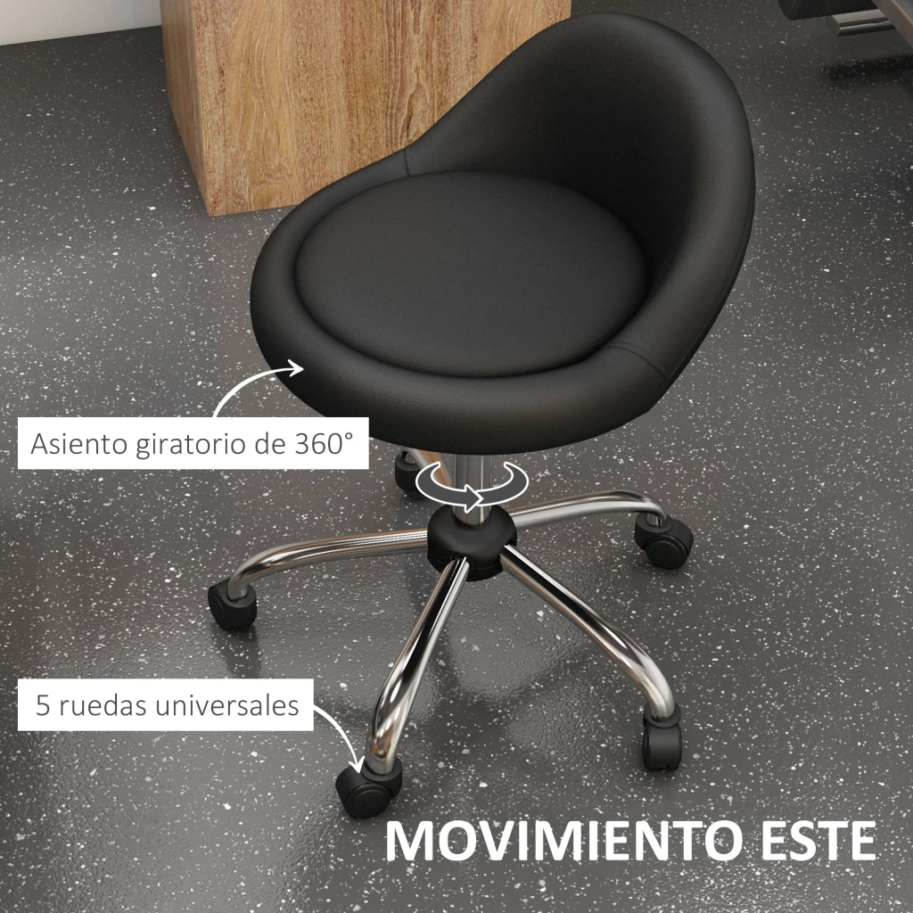 Sgabello Girevole Regolabile con Ruote ¨C Xylo ¨C Nero ?50x63-83cm