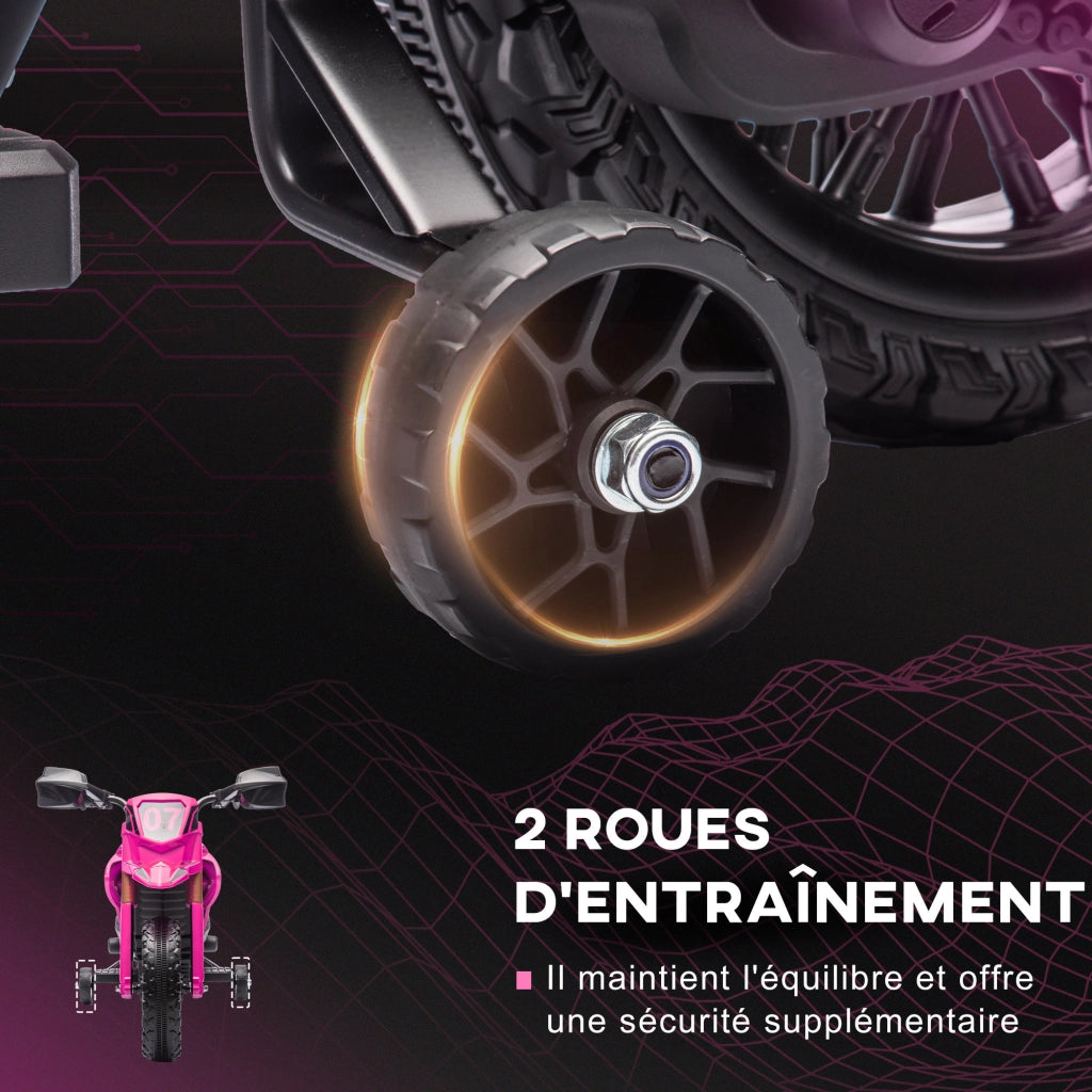 Moto elettrica per bambini 3-8 anni ¨C zephmum ¨C rosa, batteria 6V, 30KG