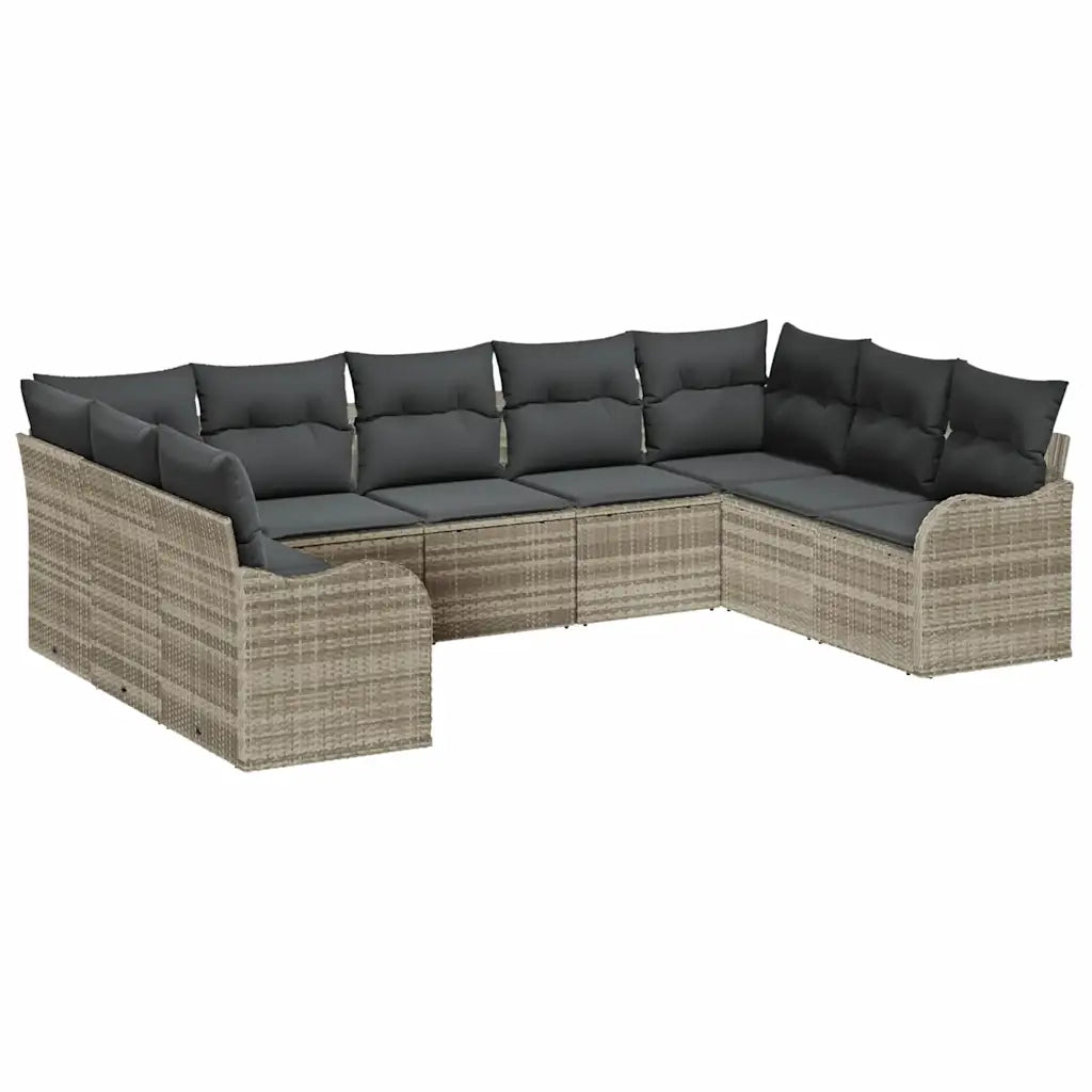 Set Divano da Giardino 9 pcs Grigio chiaro polyrattan 3354531