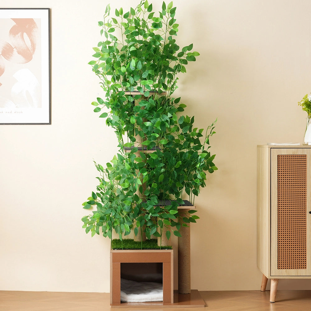 Tiragraffi-Xylo-190cm 4 piattaforme foglie removibili