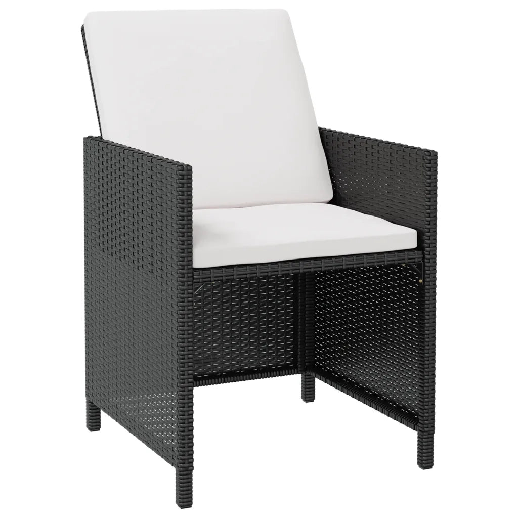 Set da Pranzo da Giardino 11 pz con Cuscini in Polyrattan Nero 42550
