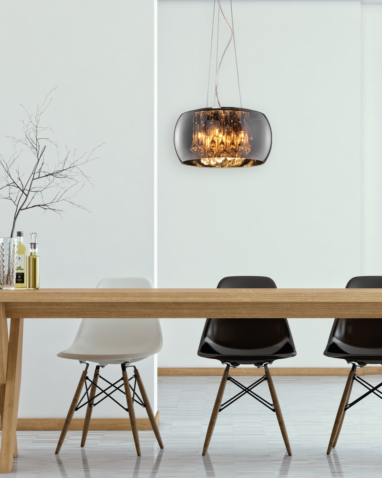 Lampada a Sospensione da Interno  G9 in Vetro Cromo