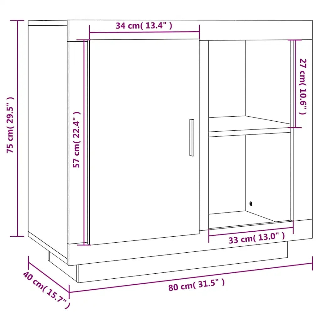 Credenza Rovere Fumo 80x40x75 cm 817237
