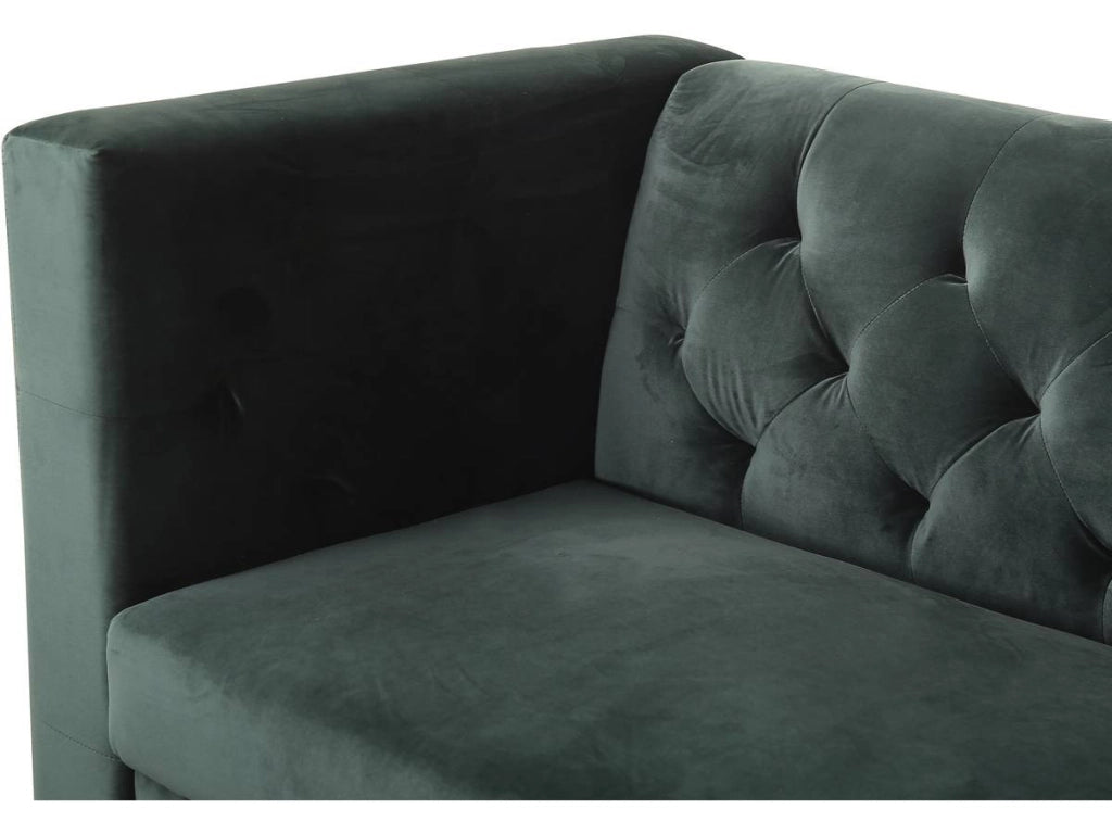 Divano fisso in velluto "Bruce" - 196 x 76 x 82 cm - 3 posti a sedere - Verde scuro