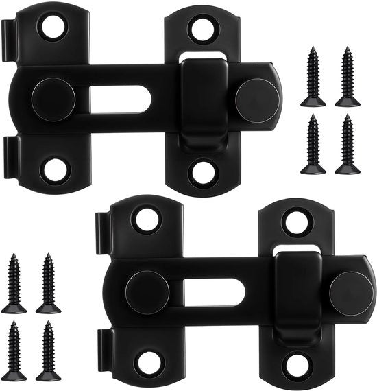 Pannello di Bloccaggio per Porte/Rami - 2 Pezzi - Acciaio Inossidabile - Nera - Inclusi 8 Viti - Sicurezza per Porte Piccole/Medie