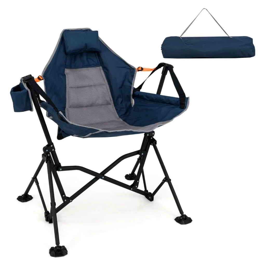 Sedia amaca da campeggio pieghevole 95 x 71 x 90 cm comfort imbottito e schienale regolabile in tessuto Oxford blu 20_0011195