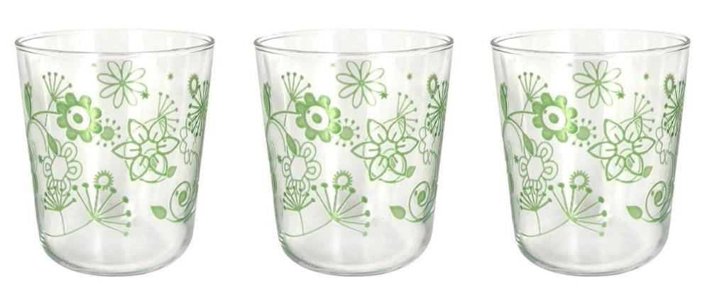 Set 3 Bicchieri da Tavola Vino Acqua Velo Flower Verde 315 cc Cerve