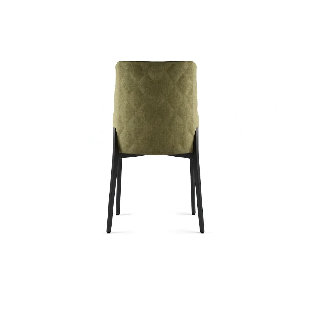 Set di 4 sedie da pranzo imbottite in tessuto verde Charm con struttura in metallo facili da pulire | Duzzle