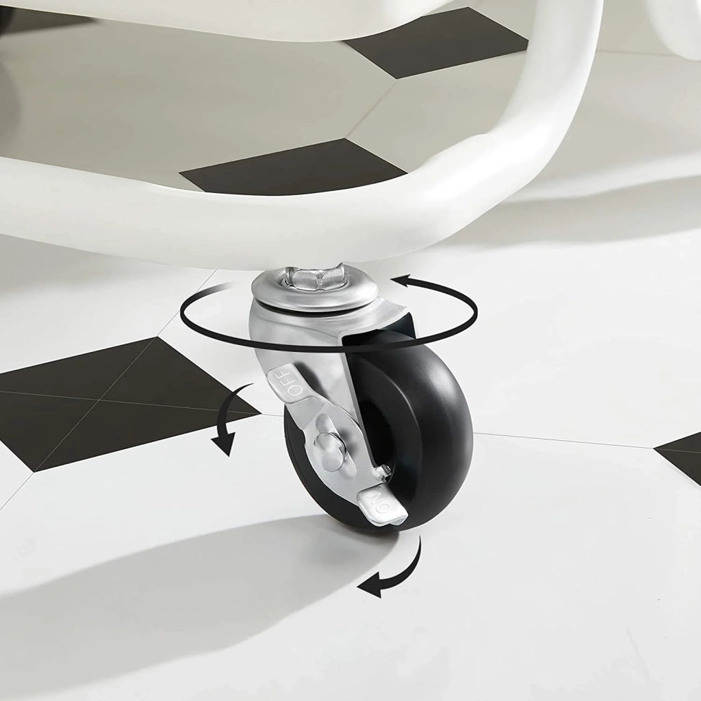 Carrello di servizio mobile a 3 livelli con ruote ripiano portaoggetti con maniglia 2 pentole 2 freni cestini in plastica facile da montare per camera da letto cucina bianco 12_0005039