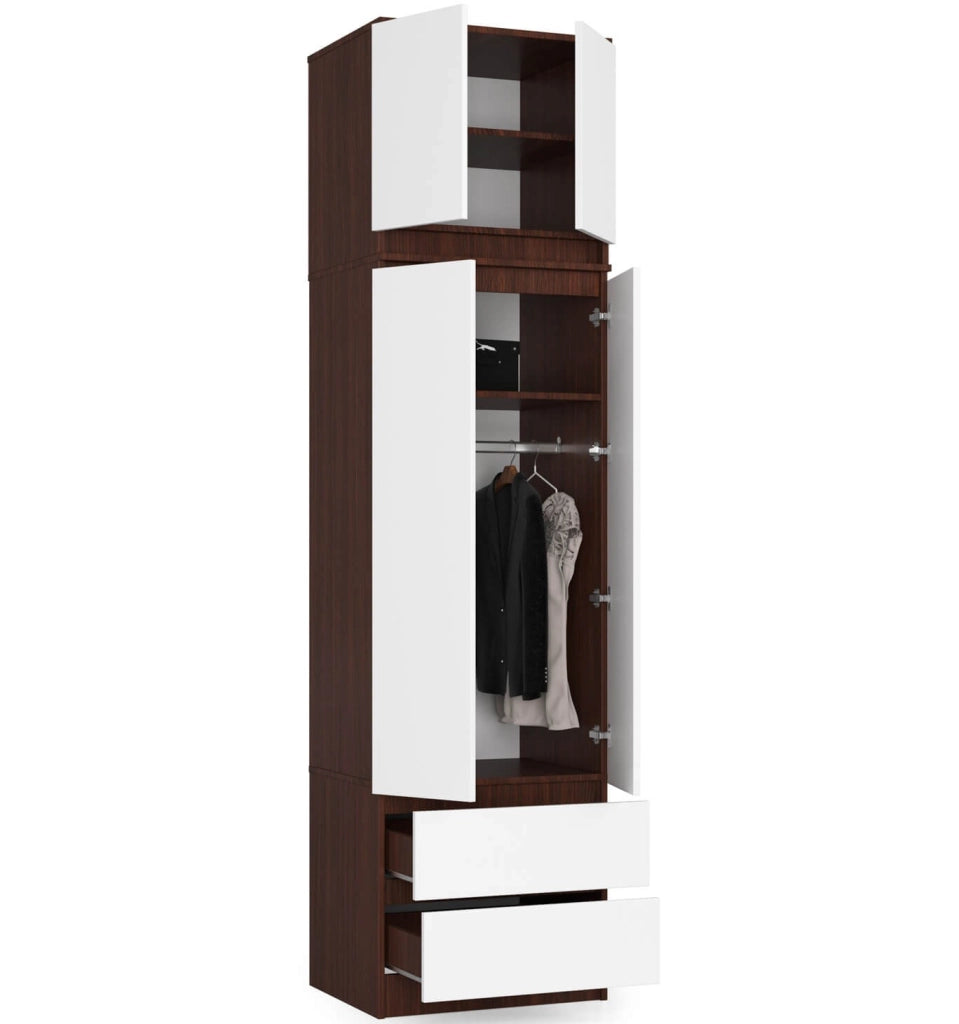 Sopralzo per armadio AKORD S60 Wengé 60 cm 2 ante inserto frontale Bianco 60x51x55 cm