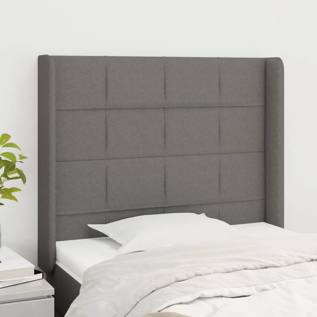 Testiera | Testata ad Orecchio Grigio Scuro 83x16x118/128 cm in Tessuto